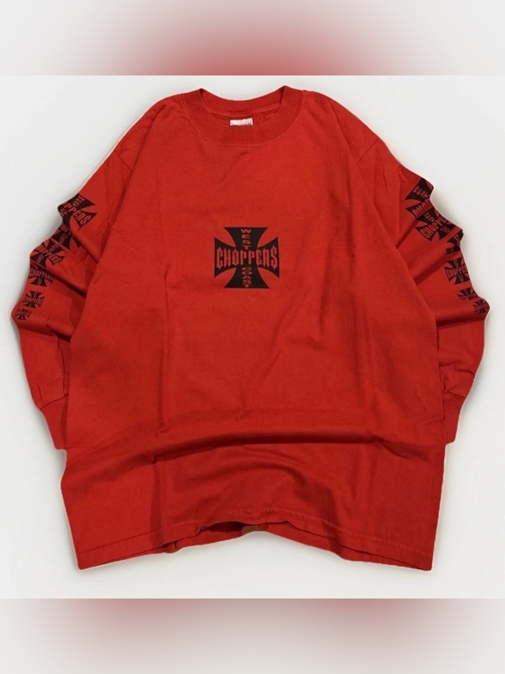 Vintage West Coast Choppers Long Sleeve Shirt Size Medium Red Long Beach Y2K